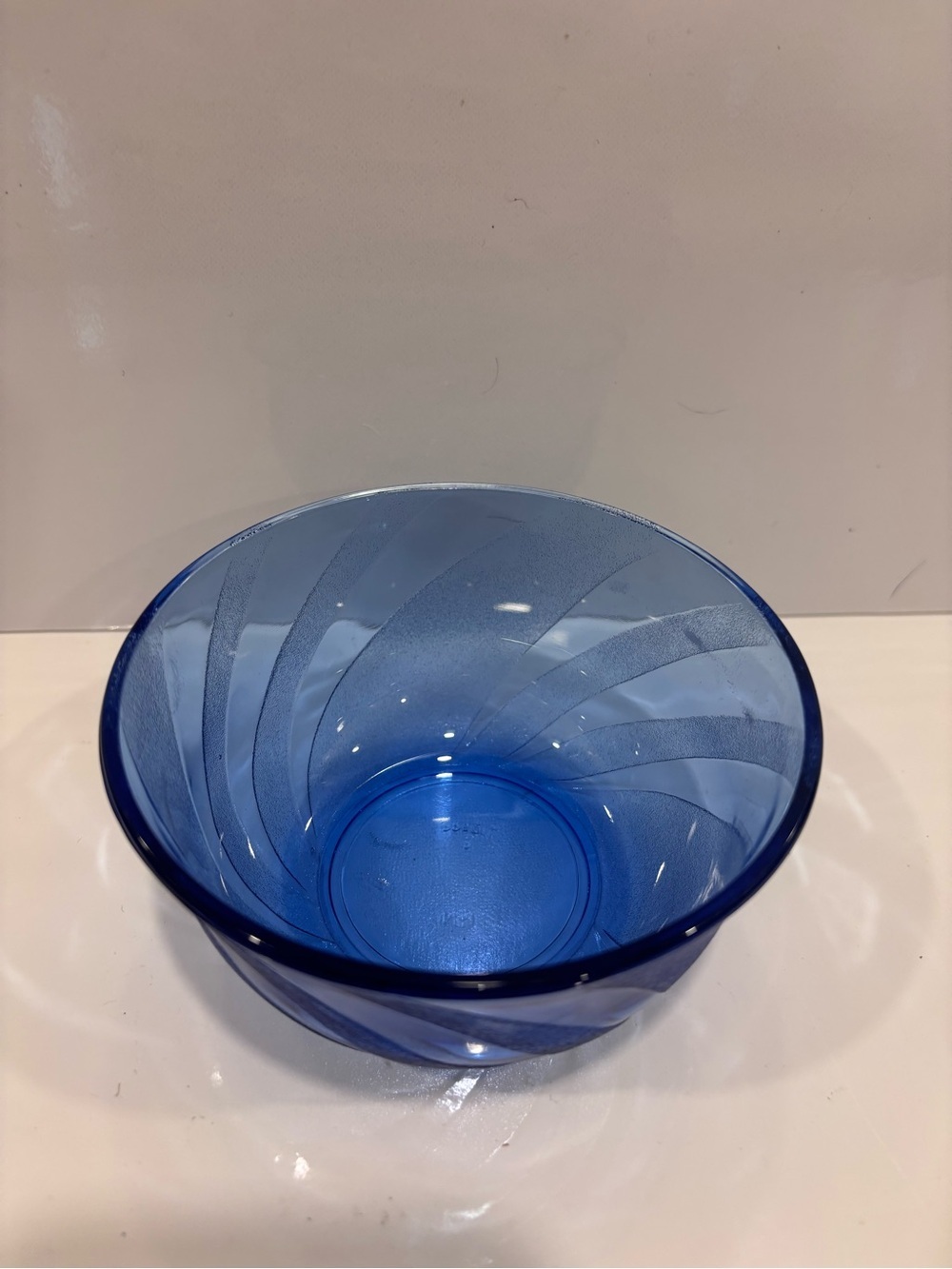 Vintage Brazilian cobalt blue art glass bowl frosted swirl pattern- Brazil